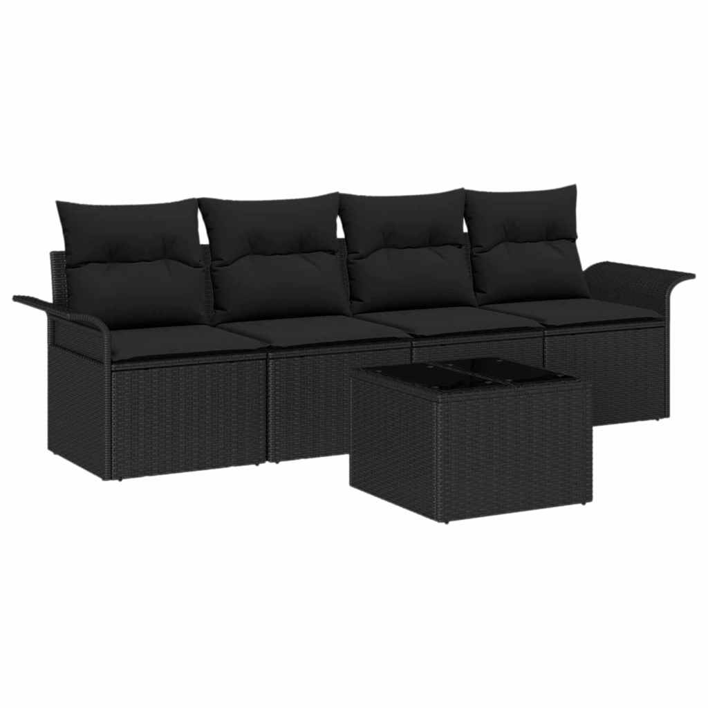 8721158948199_wbg-an-m_en_hd_4 vidaXL Garden Sofa Set 5 pcs Black Poly rattan - Image 2