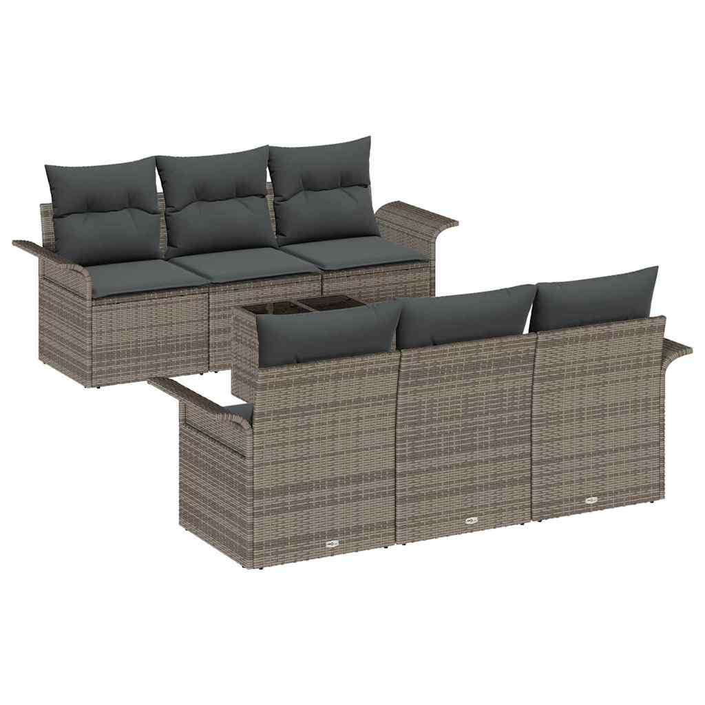 8721158948359_wbg-an-m_en_hd_4 vidaXL Garden Sofa Set 7 pcs Grey Poly rattan - Image 2