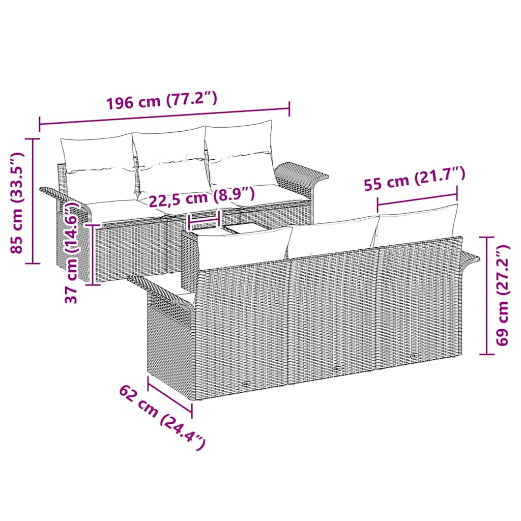 8721158948359_wbg-siz_en_hd_4 vidaXL Garden Sofa Set 7 pcs Grey Poly rattan - Image 11