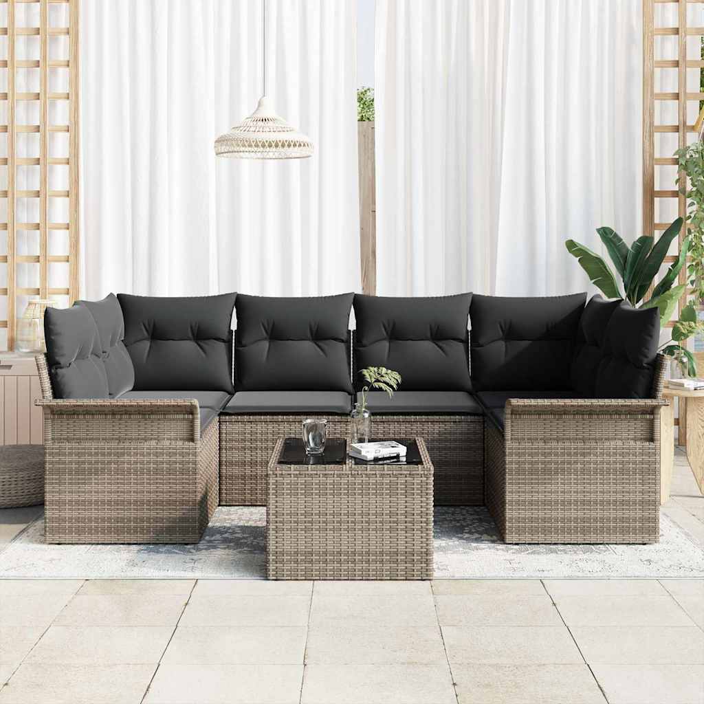 8721158948458_mo-im_en_hd_2 vidaXL Garden Sofa Set 7 pcs Grey Poly rattan - Image 3