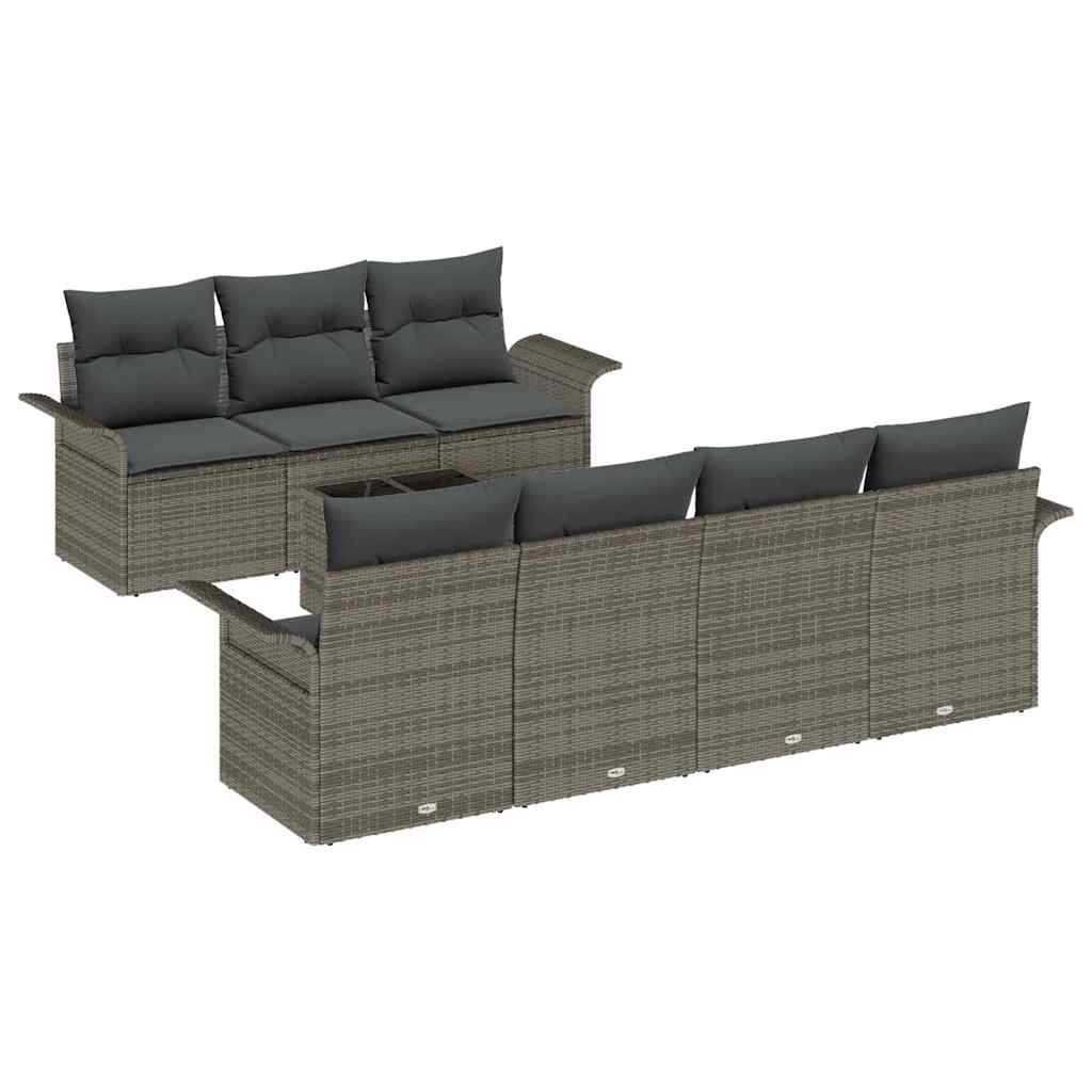 8721158948557_wbg-an-m_en_hd_4 vidaXL Garden Sofa Set 8 pcs Grey Poly rattan - Image 2