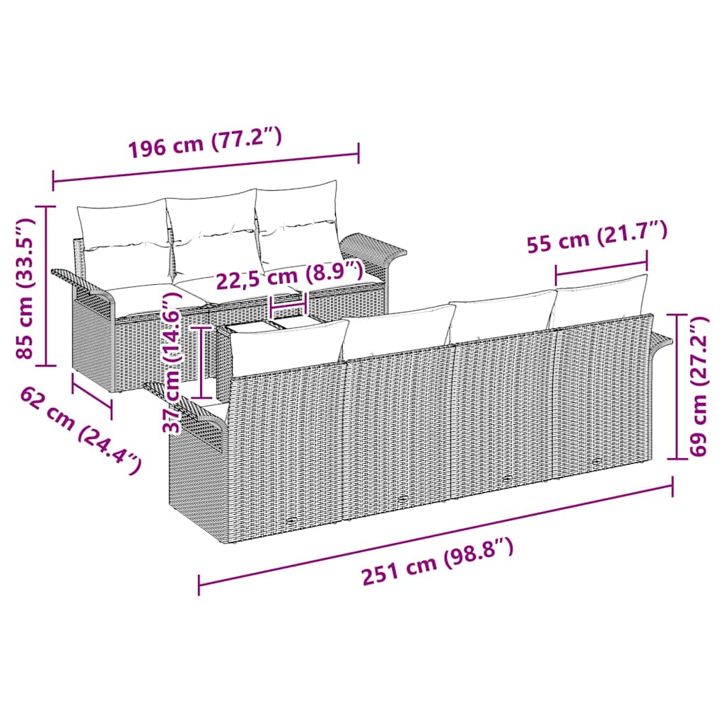 8721158948557_wbg-siz_en_hd_4 vidaXL Garden Sofa Set 8 pcs Grey Poly rattan - Image 11
