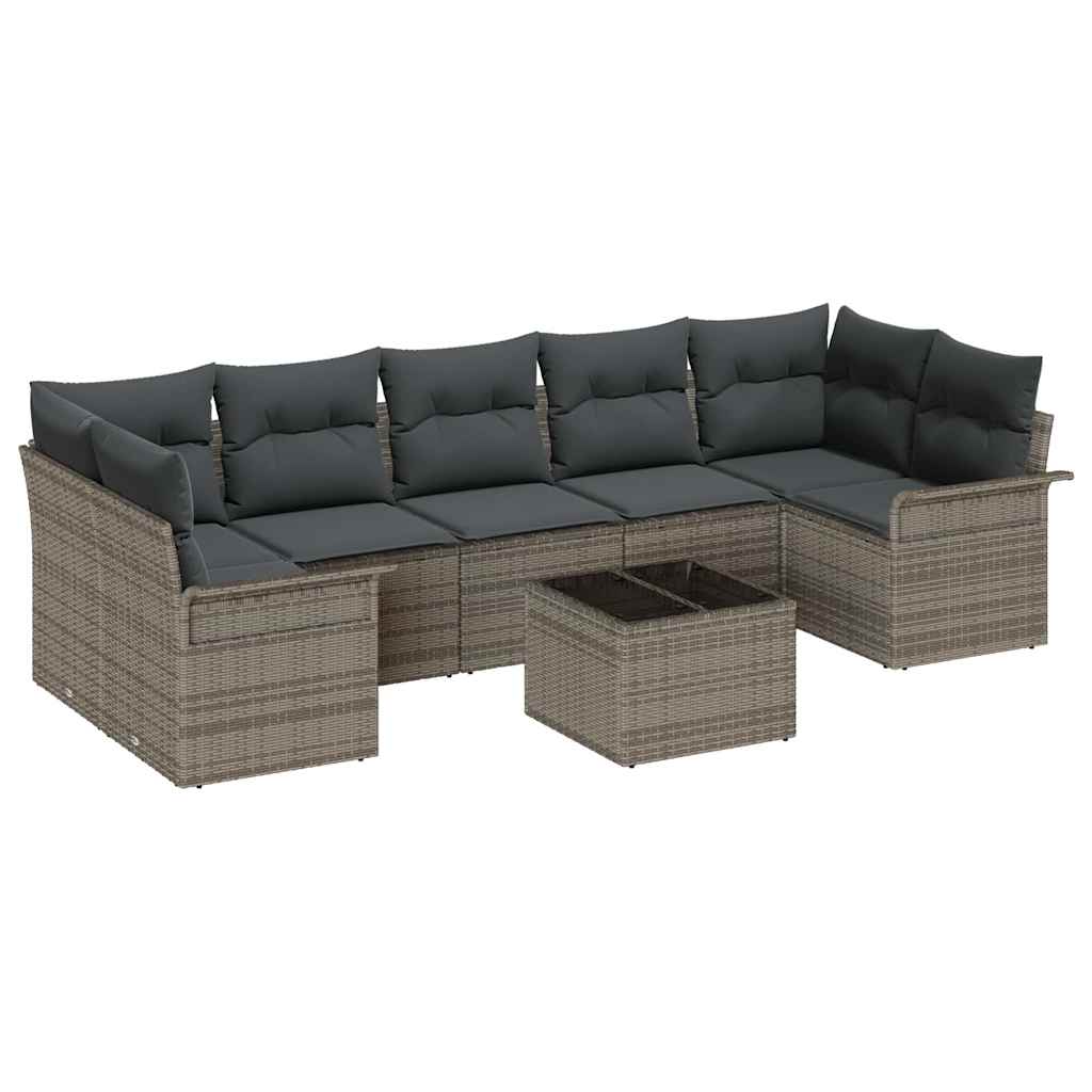 8721158948656_wbg-an-m_en_hd_5 vidaXL Garden Sofa Set 8 pcs Grey Poly rattan - Image 2