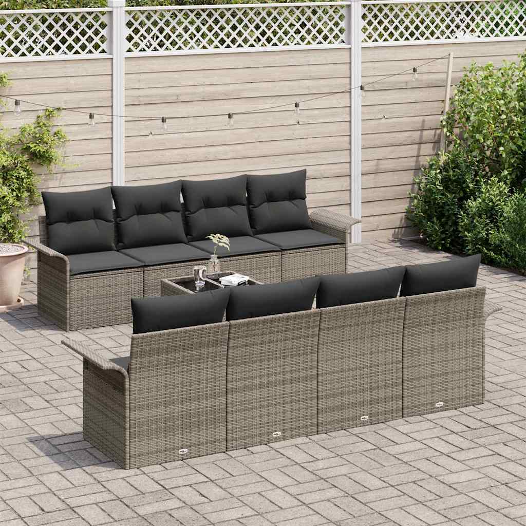 8721158948755_mo-im_en_hd_2 vidaXL Garden Sofa Set 9 pcs Grey Poly rattan - Image 3