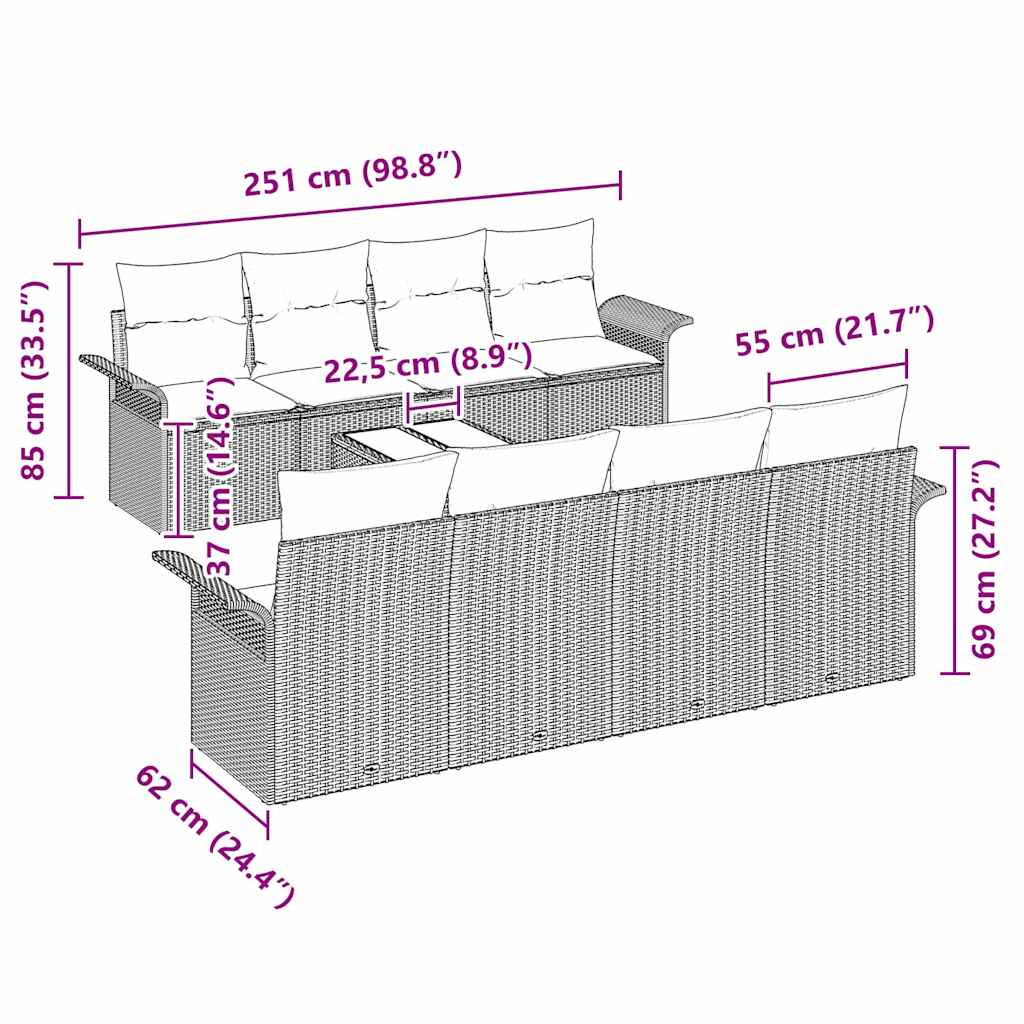 8721158948755_wbg-siz_en_hd_4 vidaXL Garden Sofa Set 9 pcs Grey Poly rattan - Image 11