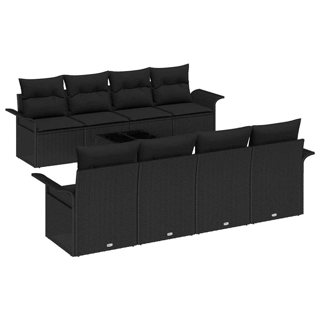 8721158948793_wbg-an-m_en_hd_4 vidaXL Garden Sofa Set 9 pcs Black Poly rattan - Image 2