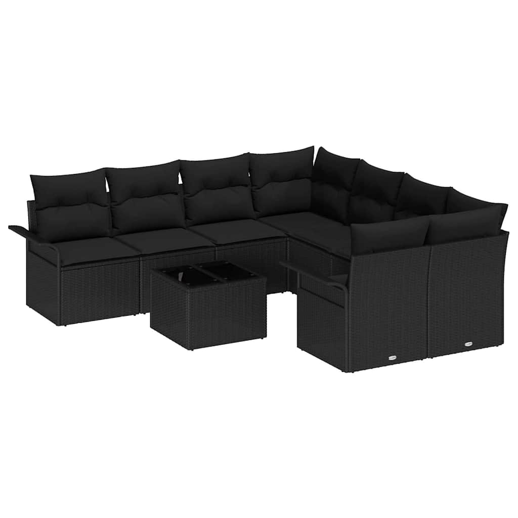 8721158948892_wbg-an-m_en_hd_5 vidaXL Garden Sofa Set 9 pcs Black Poly rattan - Image 2