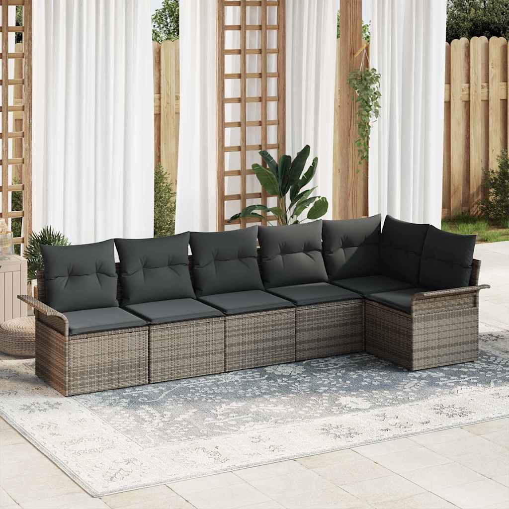 8721158949653_mo-im_en_hd_1 vidaXL Garden Sofa Set with Cushion 6 pcs Grey Poly rattan - Image 1