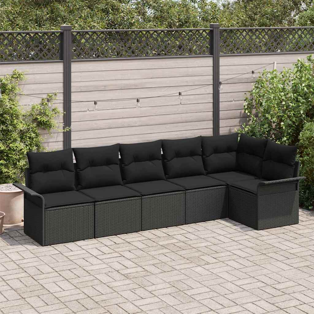 8721158949691_mo-im_en_hd_1 vidaXL Garden Sofa Set with Cushion 6 pcs Black Poly rattan - Image 1