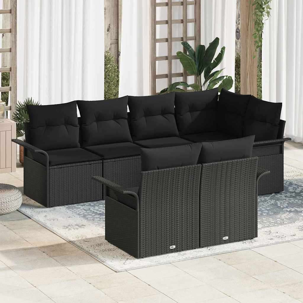 8721158949899_mo-im_en_hd_1 vidaXL Garden Sofa Set with Cushion 7 pcs Black Poly rattan - Image 1