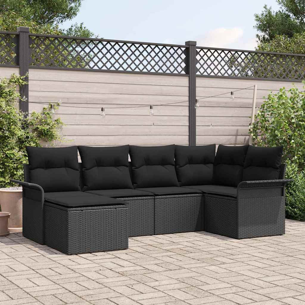 8721158950192_mo-im_en_hd_1 vidaXL Garden Sofa Set with Cushion 6 pcs Black Poly rattan - Image 1