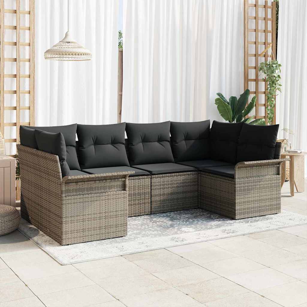 8721158950857_mo-im_en_hd_1 vidaXL Garden Sofa Set with Cushion 6 pcs Grey Poly rattan - Image 1