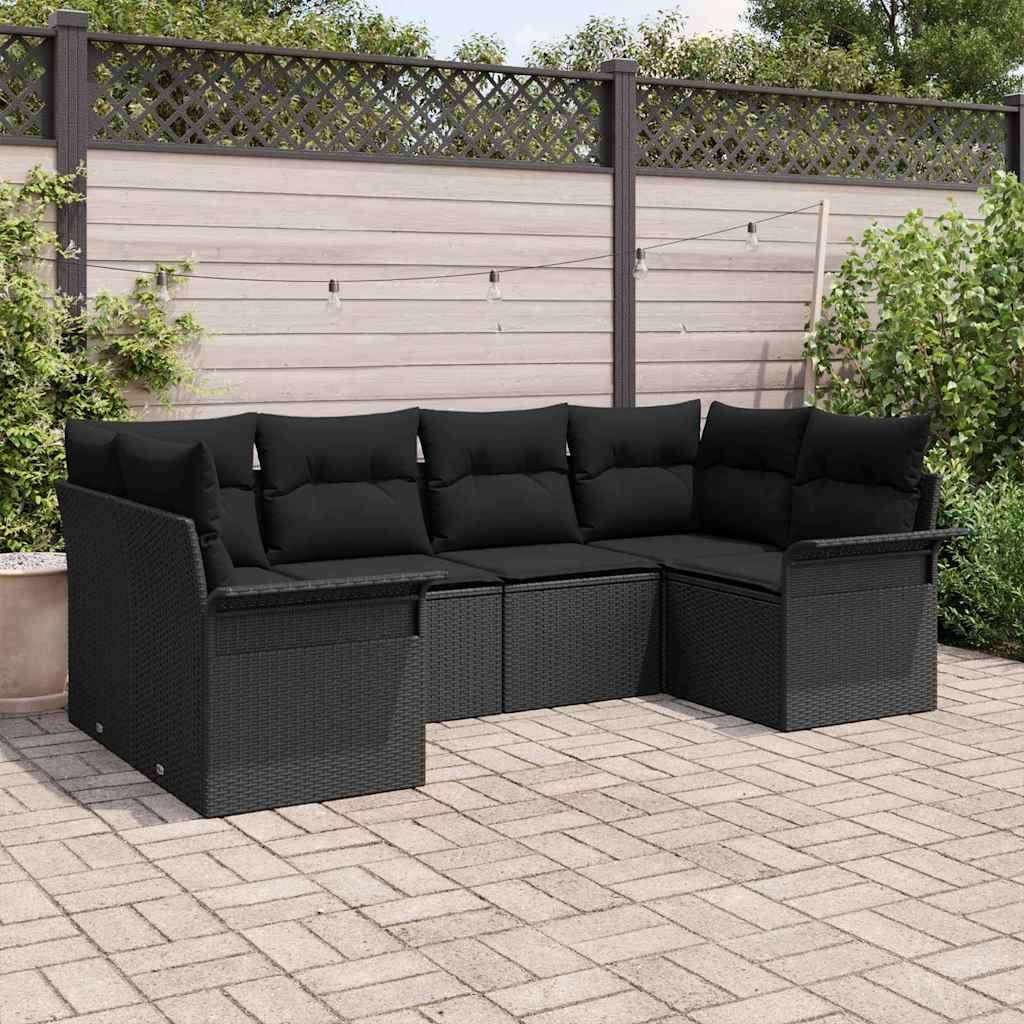 8721158950895_mo-im_en_hd_1 vidaXL Garden Sofa Set with Cushion 6 pcs Black Poly rattan - Image 1
