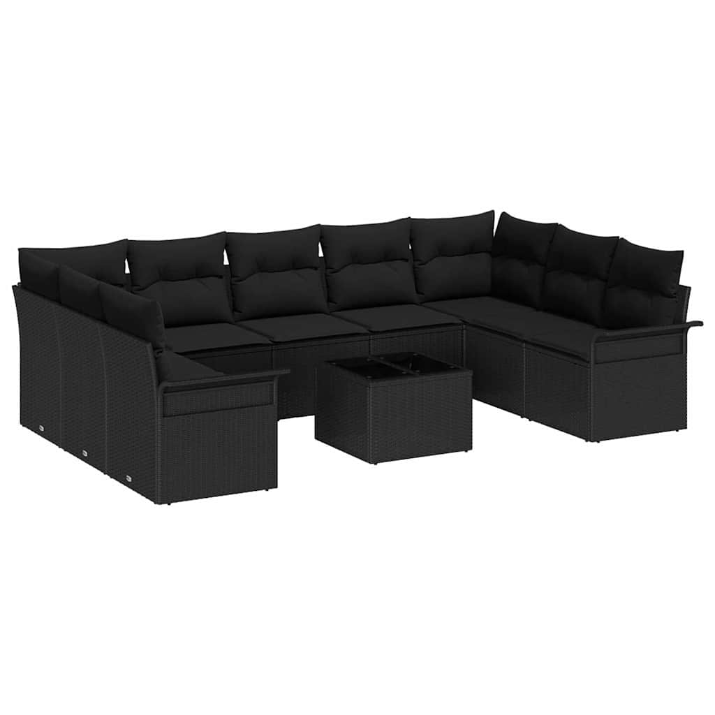 8721158951199_wbg-an-m_en_hd_5 vidaXL Garden Sofa Set with Cushion 10 pcs Black Poly rattan - Image 2