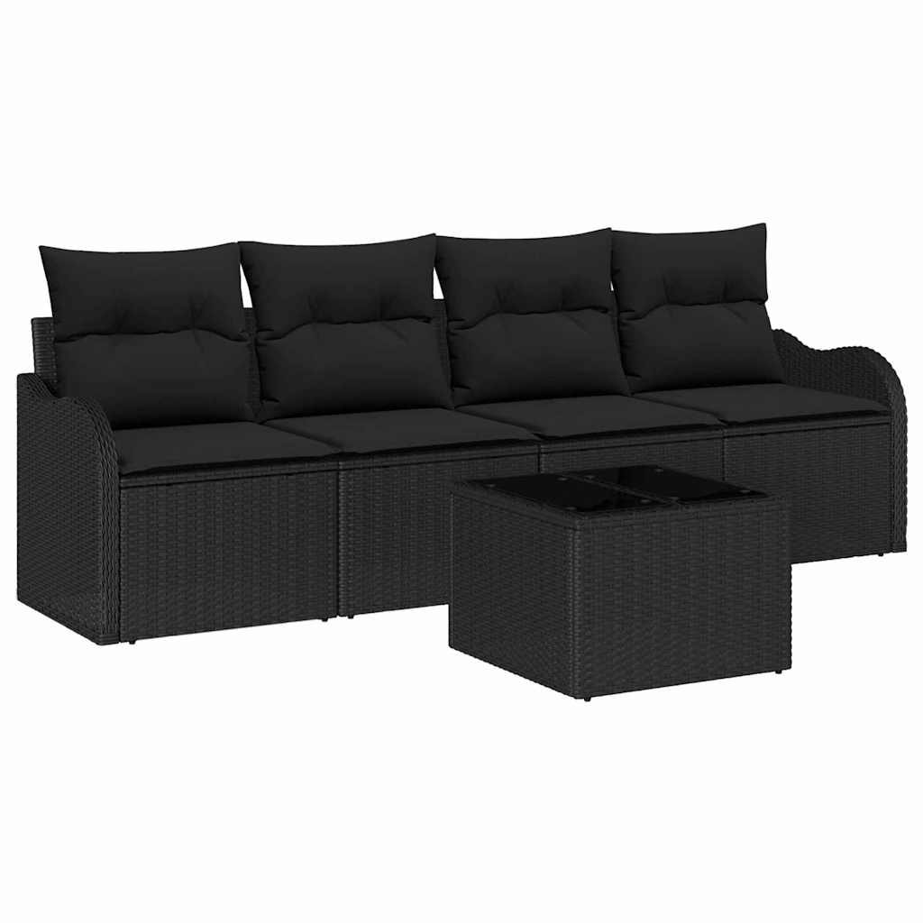 8721158951595_wbg-an-m_en_hd_4 vidaXL Garden Sofa Set 5 pcs Black Poly rattan - Image 2