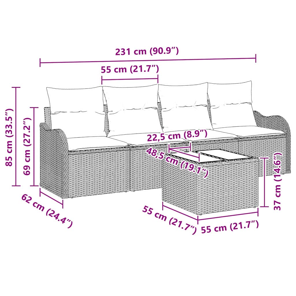 8721158951595_wbg-siz_en_hd_1 vidaXL Garden Sofa Set 5 pcs Black Poly rattan - Image 8