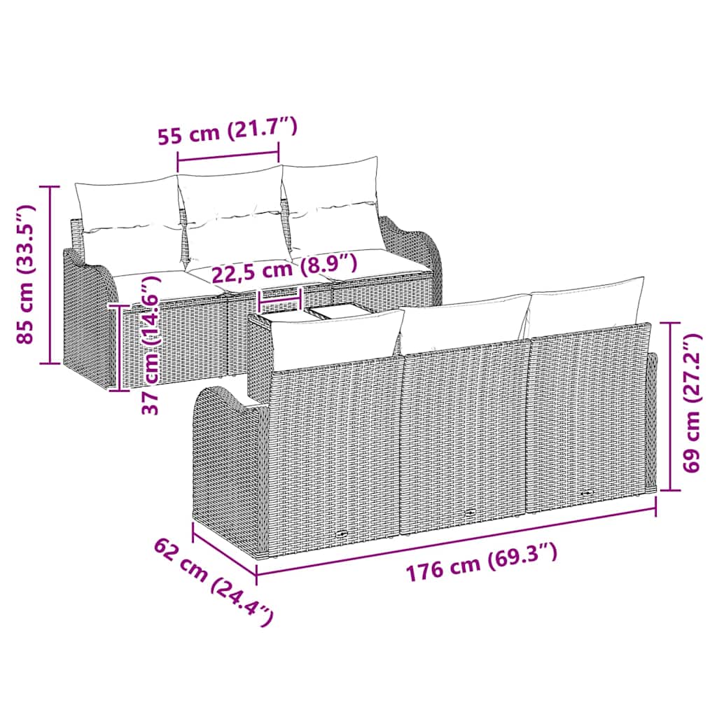 8721158951793_wbg-siz_en_hd_1 vidaXL Garden Sofa Set 7 pcs Black 55 x 55 x 37 cm Poly rattan - Image 8