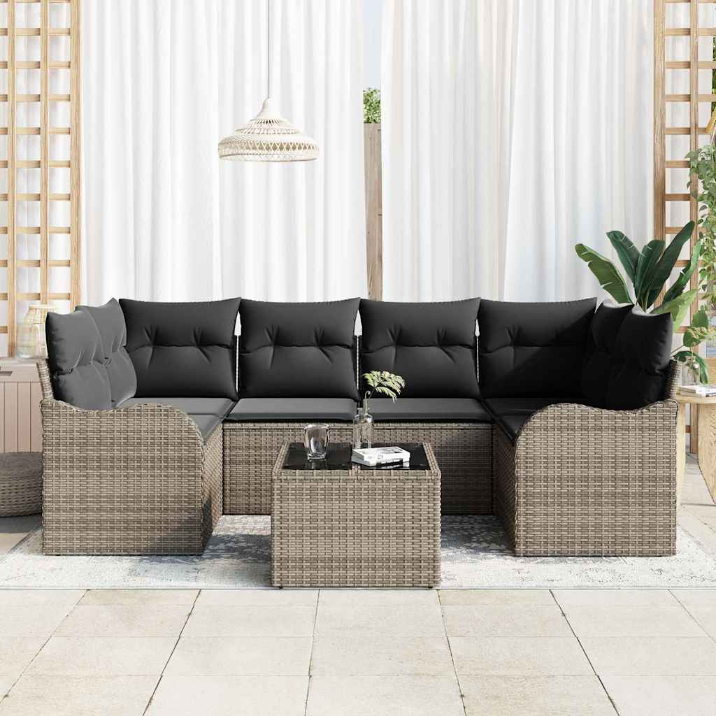 8721158951854_mo-im_en_hd_2 vidaXL Garden Sofa Set 7 pcs Grey 55 x 55 x 37 cm Poly rattan - Image 3
