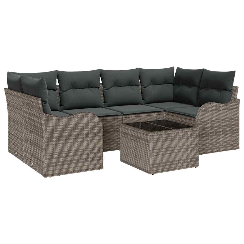 8721158951854_wbg-an-m_en_hd_5 vidaXL Garden Sofa Set 7 pcs Grey 55 x 55 x 37 cm Poly rattan - Image 2