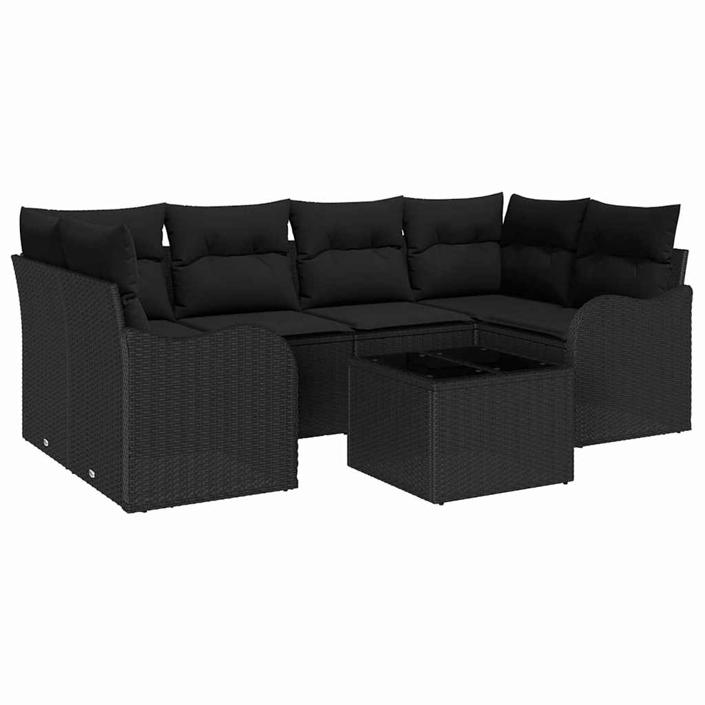 8721158951892_wbg-an-m_en_hd_5 vidaXL Garden Sofa Set 7 pcs Black 55 x 55 x 37 cm Poly rattan - Image 2