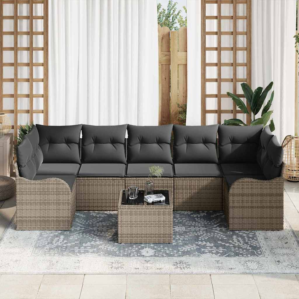 8721158952059_mo-im_en_hd_2 vidaXL Garden Sofa Set 8 pcs Grey 55 x 55 x 37 cm Poly rattan - Image 3