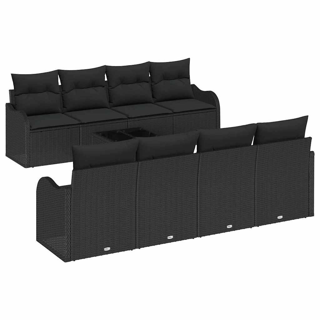 8721158952196_wbg-an-m_en_hd_4 vidaXL Garden Sofa Set 9 pcs Black 55 x 55 x 37 cm Poly rattan - Image 2