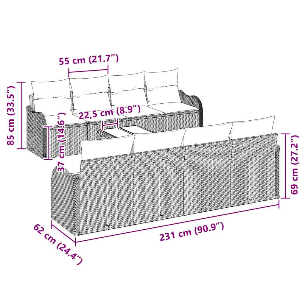 8721158952196_wbg-siz_en_hd_1 vidaXL Garden Sofa Set 9 pcs Black 55 x 55 x 37 cm Poly rattan - Image 8
