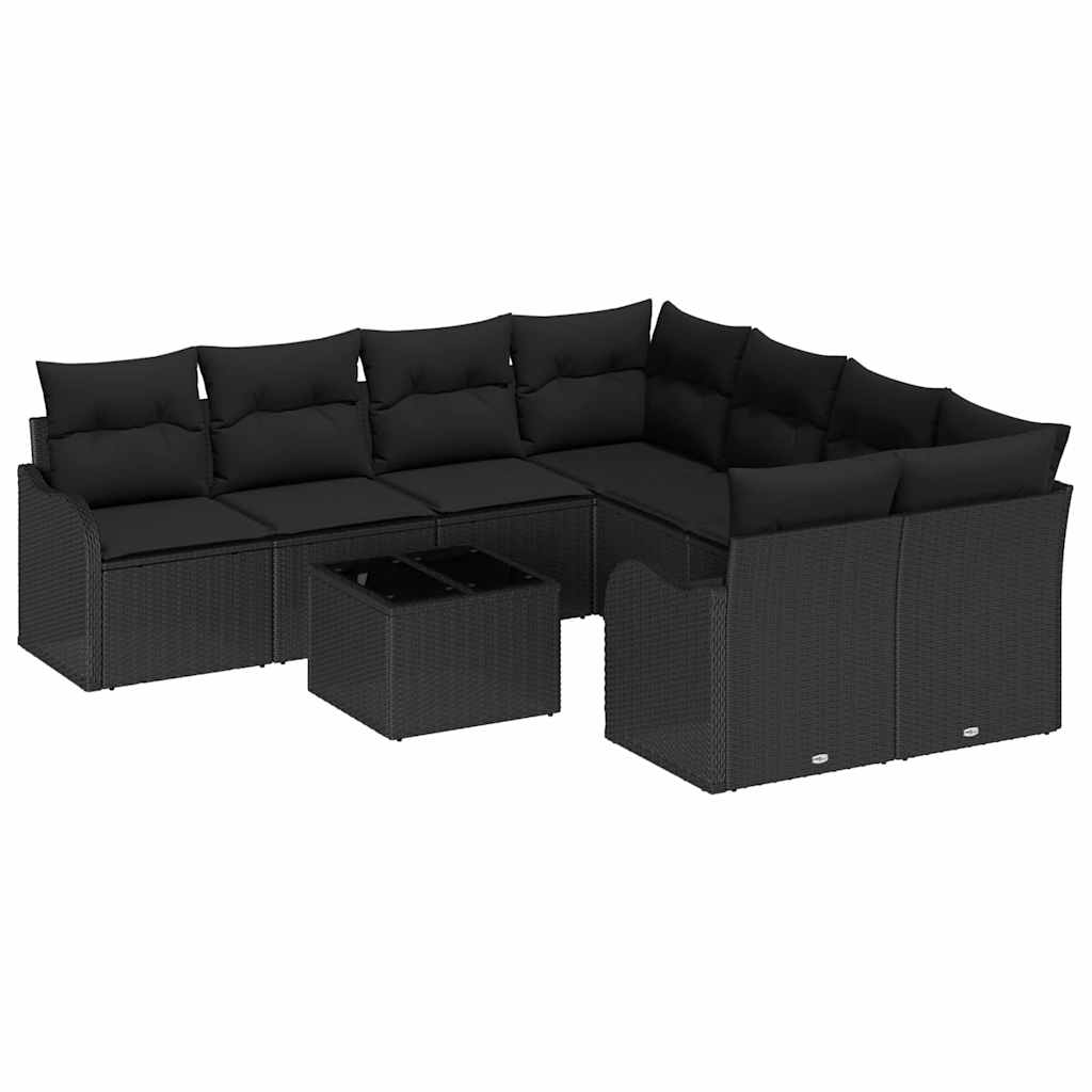 8721158952295_wbg-an-m_en_hd_5 vidaXL Garden Sofa Set 9 pcs Black 55 x 55 x 37 cm Poly rattan - Image 2