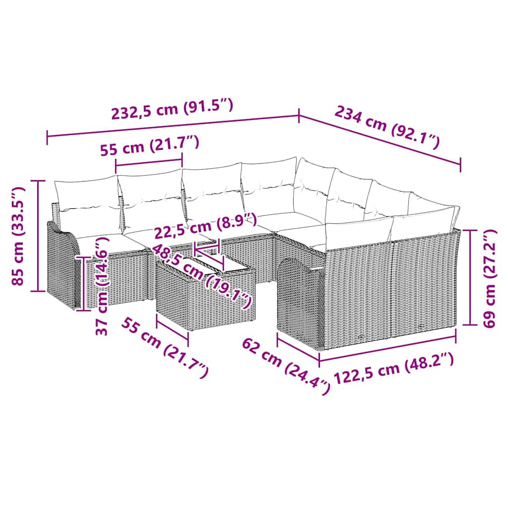 8721158952295_wbg-siz_en_hd_1 vidaXL Garden Sofa Set 9 pcs Black 55 x 55 x 37 cm Poly rattan - Image 9