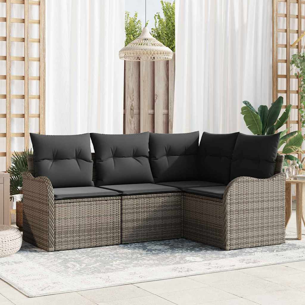 8721158952653_mo-im_en_hd_1 vidaXL Garden Sofa Set with Cushion 4 pcs Grey Poly rattan - Image 1