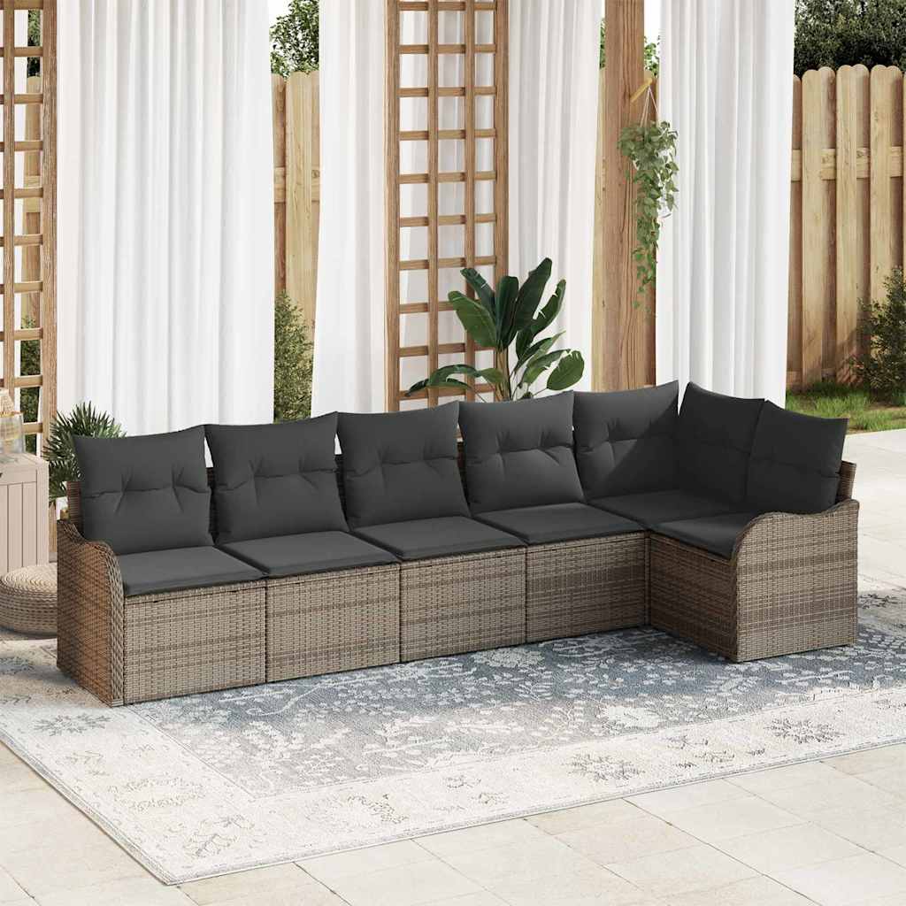 8721158953056_mo-im_en_hd_1 vidaXL Garden Sofa Set with Cushion 6 pcs Grey Poly rattan - Image 1