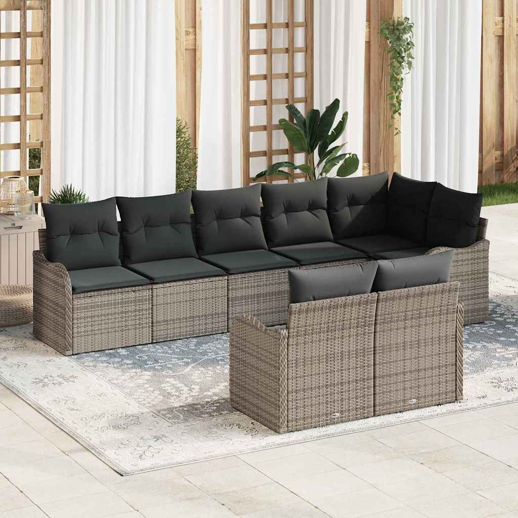 8721158953353_mo-im_en_hd_1 vidaXL Garden Sofa Set with Cushion 8 pcs Grey Poly rattan - Image 1