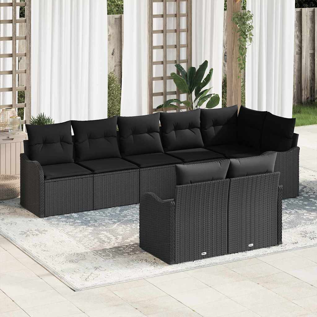 8721158953391_mo-im_en_hd_1 vidaXL Garden Sofa Set with Cushion 8 pcs Black Poly rattan - Image 1