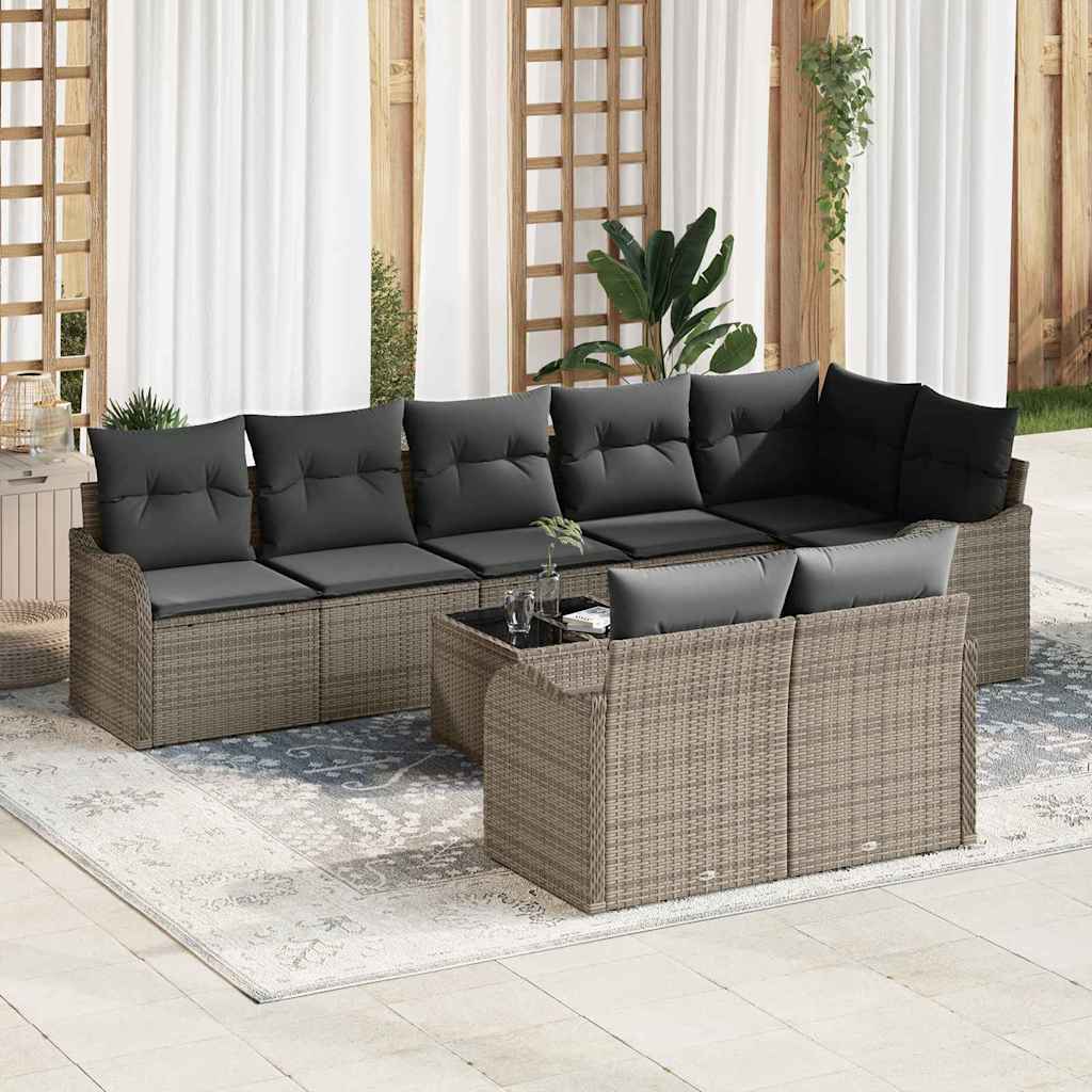 8721158953452_mo-im_en_hd_1 vidaXL Garden Sofa Set with Cushion 9 pcs Grey Poly rattan - Image 1