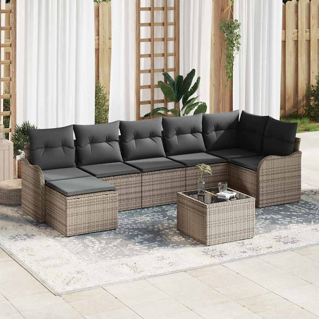 8721158953858_mo-im_en_hd_1 vidaXL Garden Sofa Set with Cushion 8 pcs Grey Poly rattan - Image 1