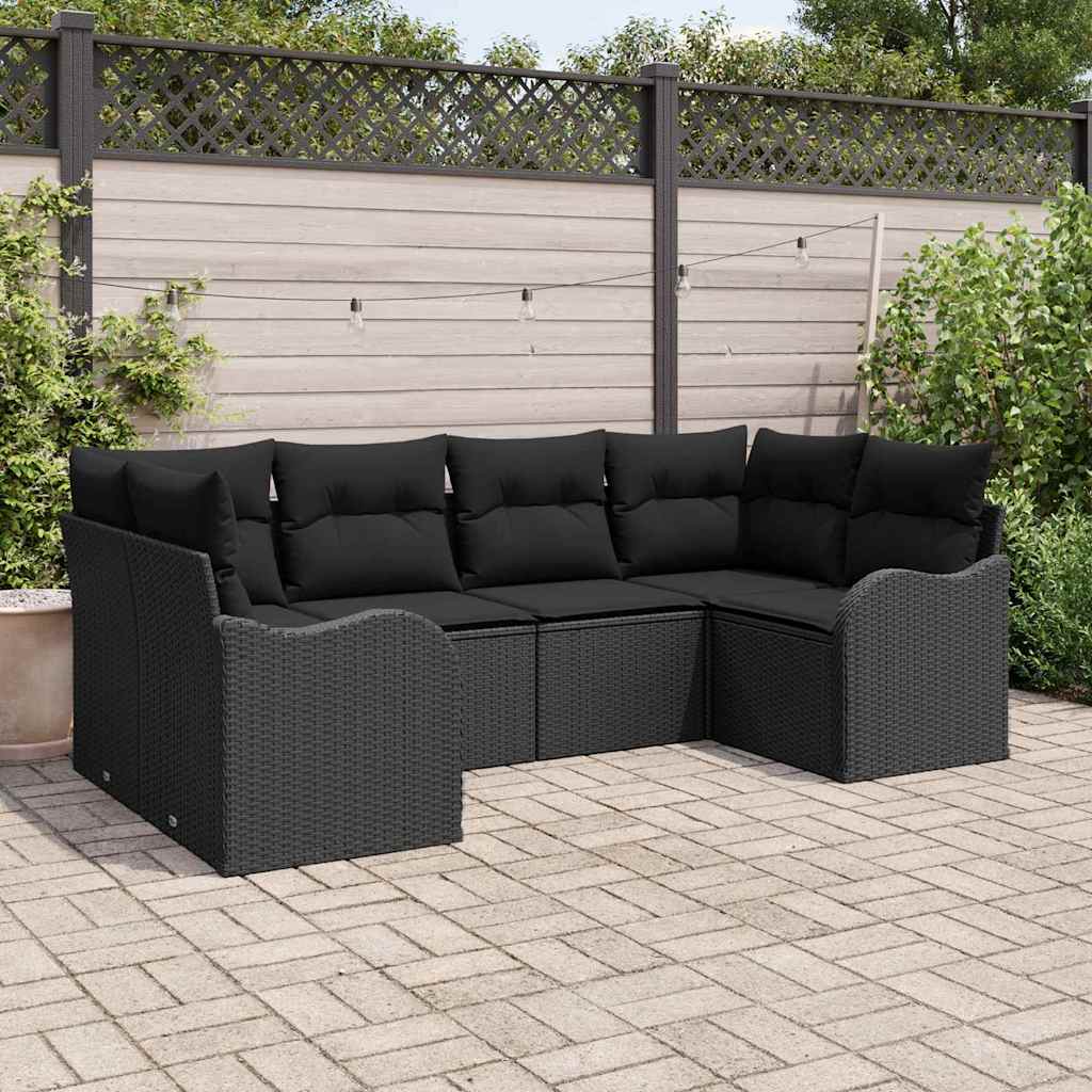8721158954299_mo-im_en_hd_1 vidaXL Garden Sofa Set with Cushion 6 pcs Black Poly rattan - Image 1