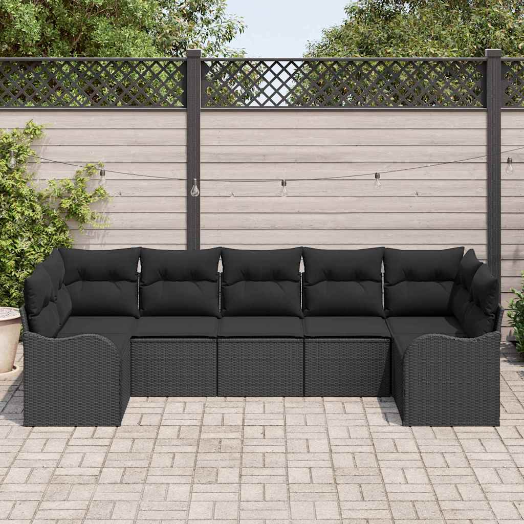 8721158954398_mo-im_en_hd_1 vidaXL Garden Sofa Set with Cushion 7 pcs Black Poly rattan - Image 1