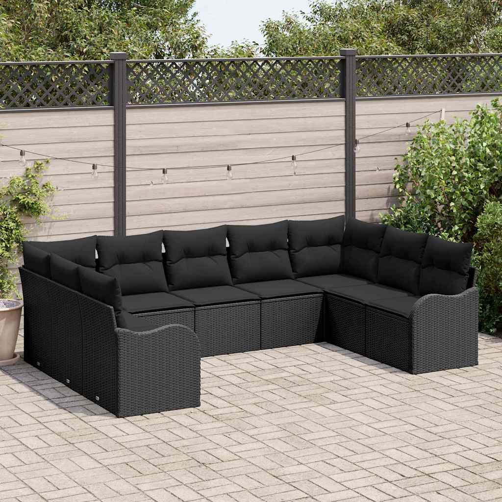 8721158954497_mo-im_en_hd_1 vidaXL Garden Sofa Set with Cushion 9 pcs Black Poly rattan - Image 1