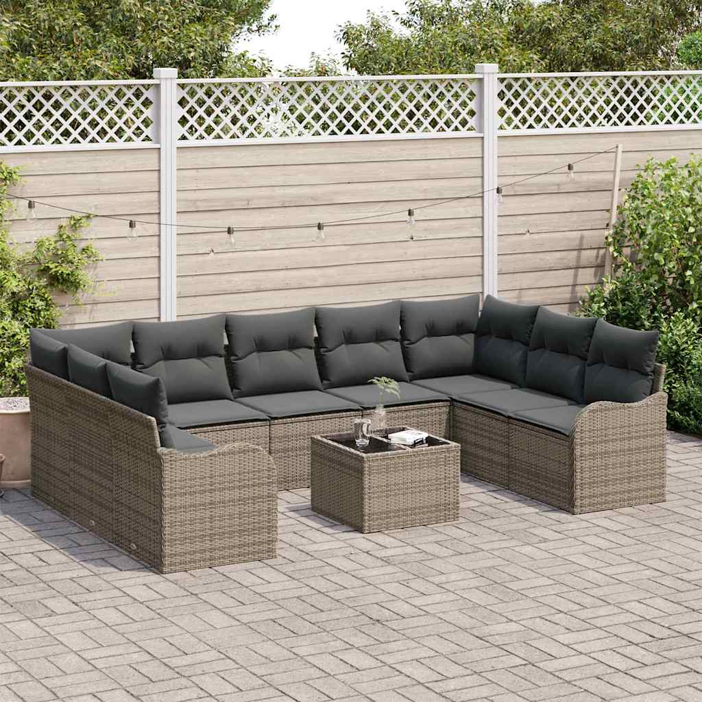 8721158954558_mo-im_en_hd_2 vidaXL Garden Sofa Set with Cushion 10 pcs Grey Poly rattan - Image 3