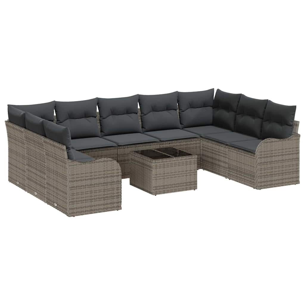 8721158954558_wbg-an-m_en_hd_5 vidaXL Garden Sofa Set with Cushion 10 pcs Grey Poly rattan - Image 2