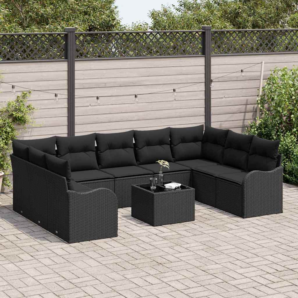 8721158954596_mo-im_en_hd_2 vidaXL Garden Sofa Set with Cushion 10 pcs Black Poly rattan - Image 3