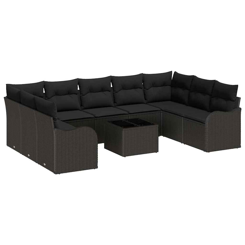 8721158954596_wbg-an-m_en_hd_5 vidaXL Garden Sofa Set with Cushion 10 pcs Black Poly rattan - Image 2