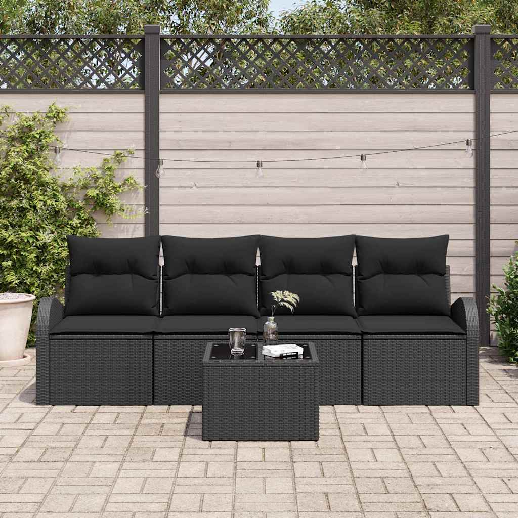 8721158954992_mo-im_en_hd_2 vidaXL Garden Sofa Set Manual 5 pcs Black 55 x 55 x 37 cm Poly rattan - Image 3