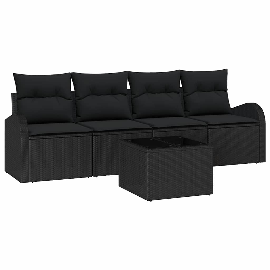 8721158954992_wbg-an-m_en_hd_4 vidaXL Garden Sofa Set Manual 5 pcs Black 55 x 55 x 37 cm Poly rattan - Image 2