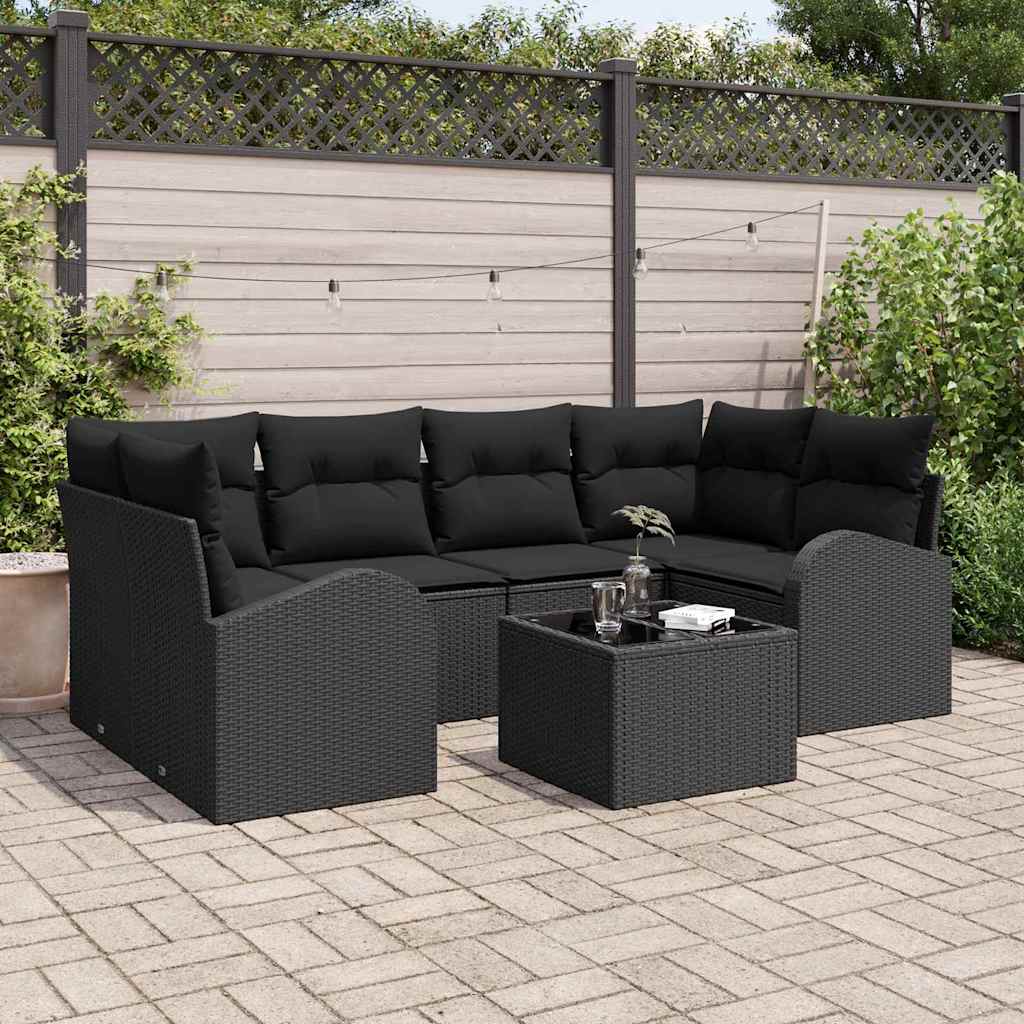 8721158955296_mo-im_en_hd_2 vidaXL Garden Sofa Set 7 pcs Black 55 x 55 x 37 cm Poly rattan - Image 3