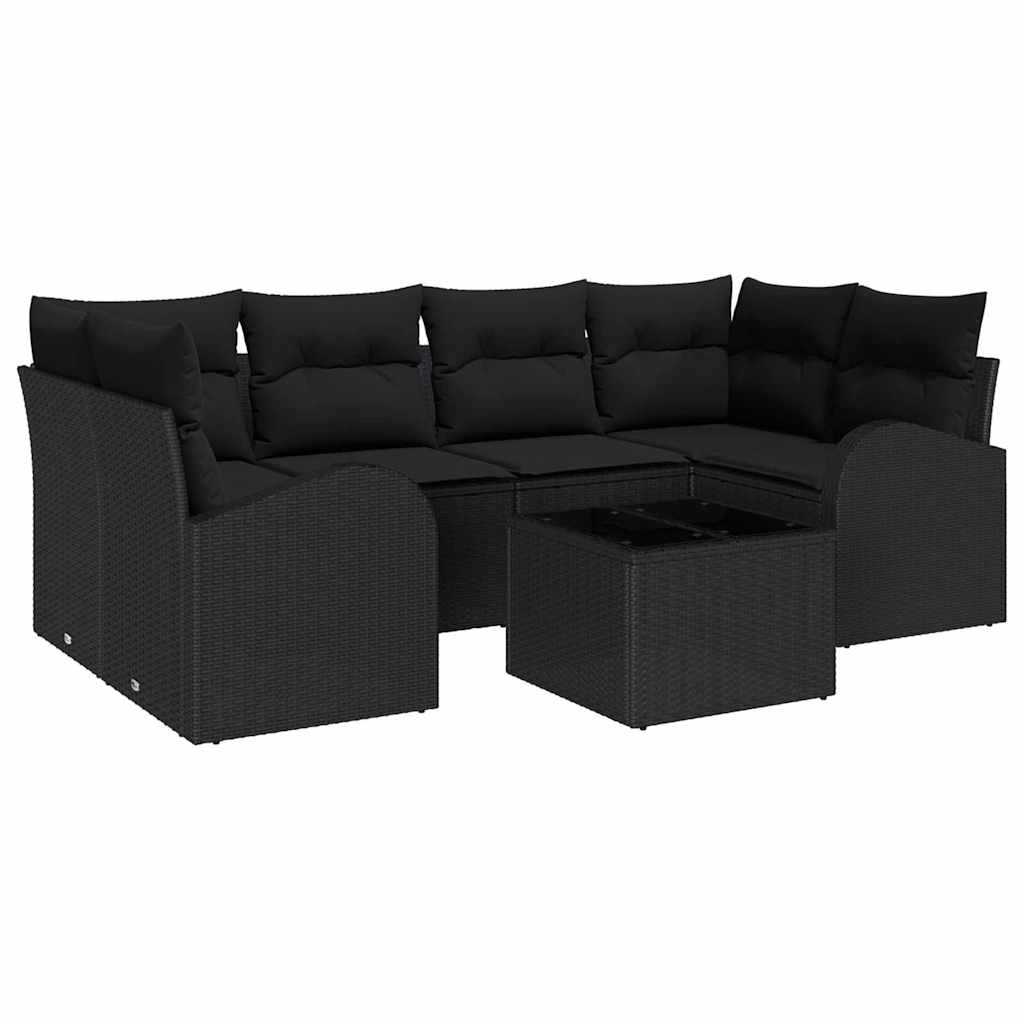 8721158955296_wbg-an-m_en_hd_5 vidaXL Garden Sofa Set 7 pcs Black 55 x 55 x 37 cm Poly rattan - Image 2