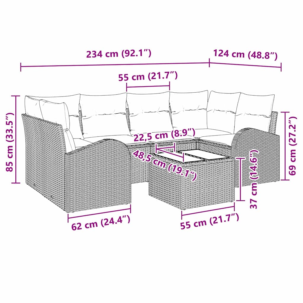 8721158955296_wbg-siz_en_hd_1 vidaXL Garden Sofa Set 7 pcs Black 55 x 55 x 37 cm Poly rattan - Image 9