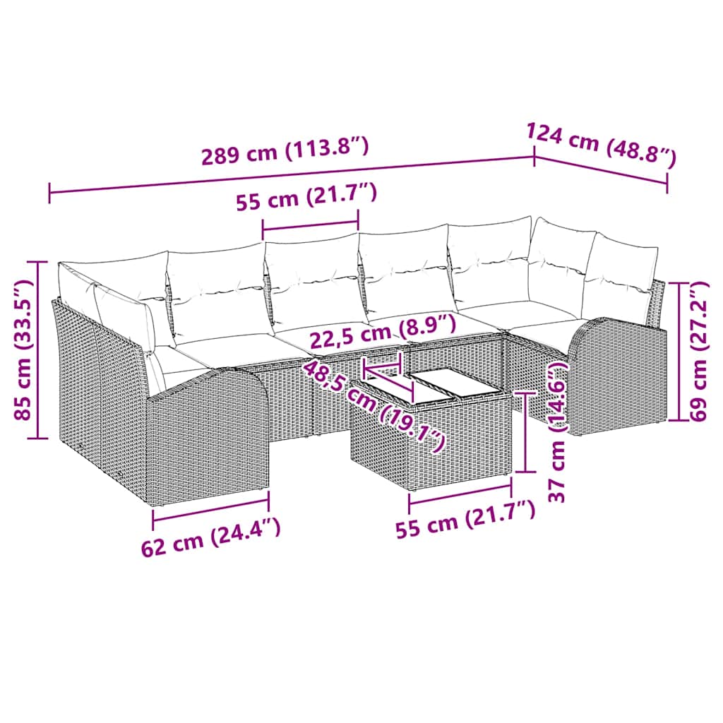8721158955494_wbg-siz_en_hd_5 vidaXL Garden Sofa Set 8 pcs Black 55 x 55 x 37 cm Poly Rattan - Image 13