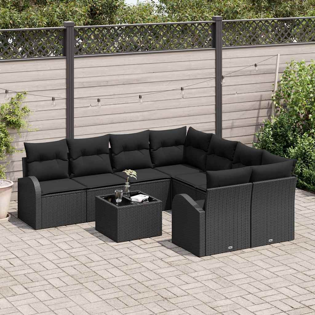 8721158955692_mo-im_en_hd_2 vidaXL Garden Sofa Set 9 pcs Black 55 x 55 x 37 cm Poly Rattan - Image 3