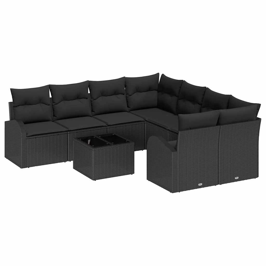 8721158955692_wbg-an-m_en_hd_5 vidaXL Garden Sofa Set 9 pcs Black 55 x 55 x 37 cm Poly Rattan - Image 2